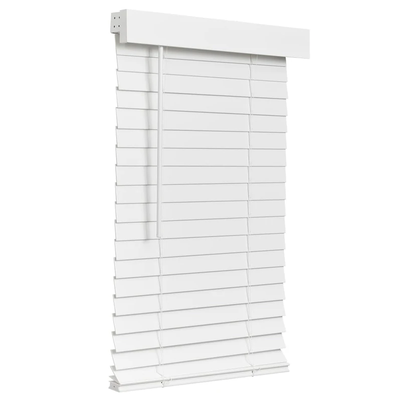 Lotus & Windoware Cordless Faux Wood Blind, Smooth, Bright White, Privacy Slats, Blinds for Indoor Windows, 17" Wide x 48" Long