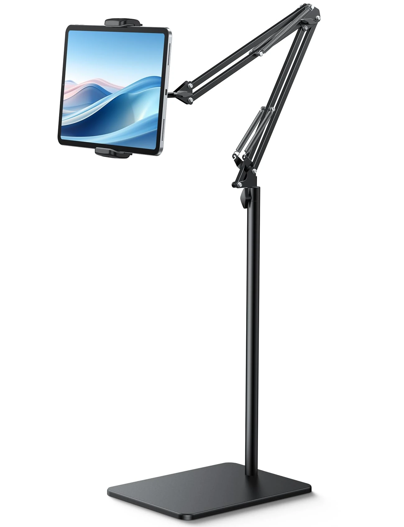 Lamicall Tablet Floor Stand, Tablet Holder - [59” Height Adjustable] Metal Flexible Arm iPad Stand, 5lb Heavy Duty Base Bed Mount for iPad Pro 12.9, 11, 10.5, 9.7, Air, mini 7 6 5 4, 4.7”-13” Devices