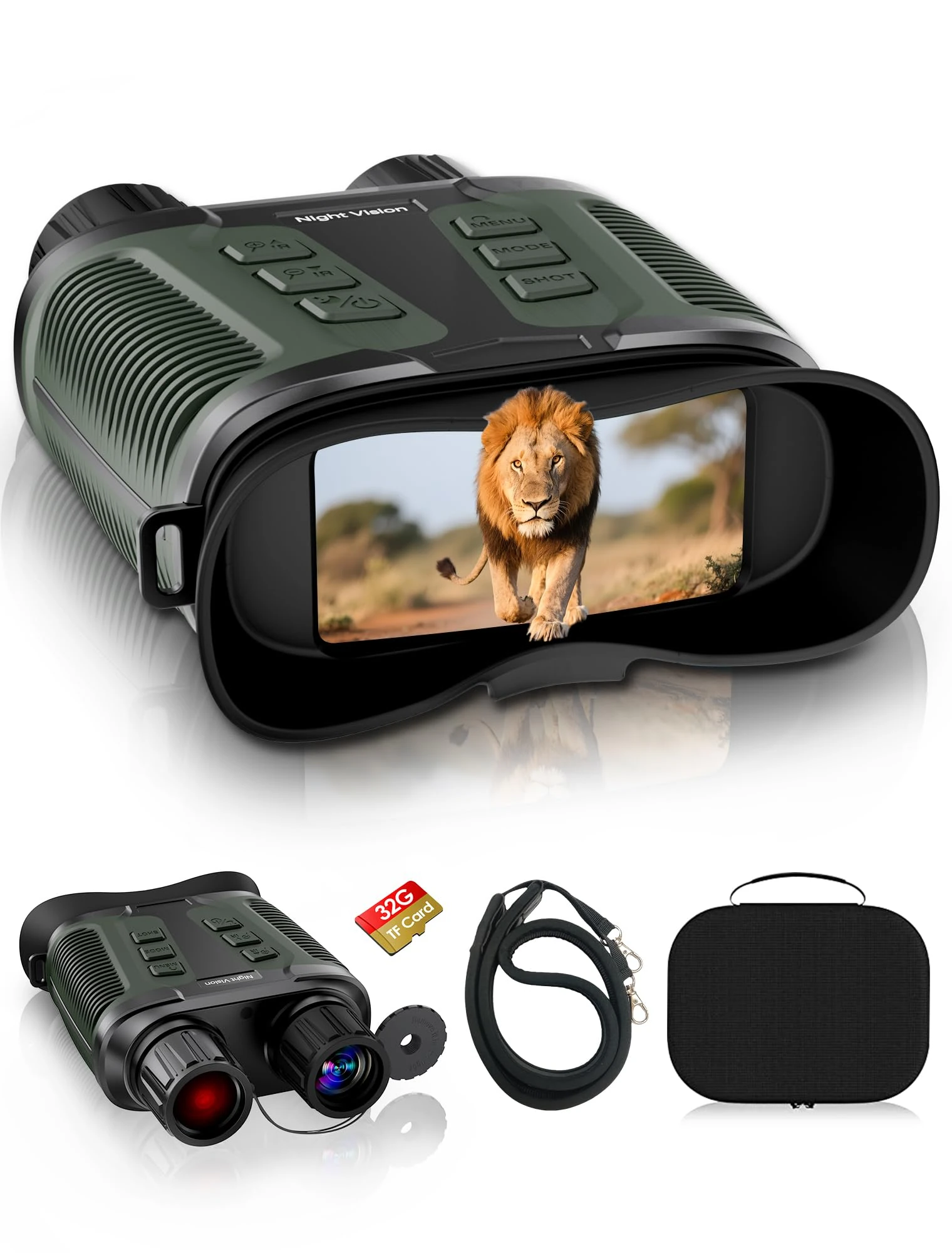 Night Vision Goggles for Adults - Full Color Digital Night Vision Binoculars with 8X Digital Zoom, 4K Video 36MP Photos, 1000m Observation, Infrared Goggles for Hiking, Camping, and Security