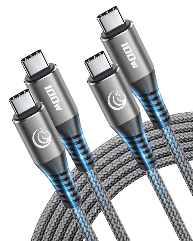 USB C to USB C Cable 1M 2Pack, 100W C to C Charger Cable Fast Charge USBC Type C Charging Lead for iPhone 16 15 Pro Max Plus MacBook iPad Air/Pro Samsung Galaxy S25 S24/S23/S22 Pixel 9 Switch XPS