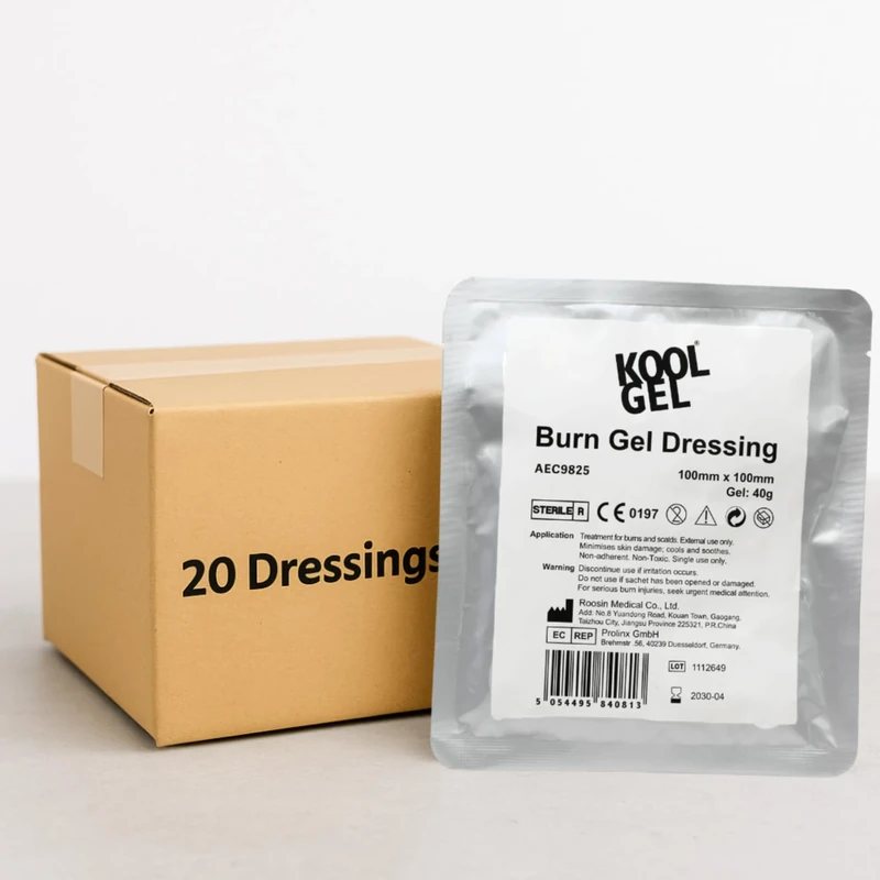 Koolpak KoolGel Burn Dressing 10cm x 10cm – Instant Soothing Relief for Burns, Scalds and Sunburn, 1st and 2nd Degree Burns – Sterile Hydrogel First Aid Treatment (20 Pack)