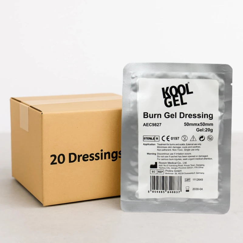 Koolpak KoolGel Burn Dressing 5cm x 5cm – Instant Soothing Relief for Burns, Scalds and Sunburn, 1st and 2nd Degree Burns – Sterile Hydrogel First Aid Treatment (20 Pack)