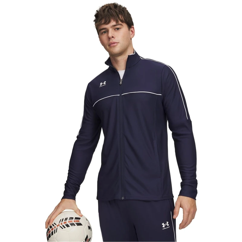 Under Armour M Challenger Track Jacket - Long Sleeve - Tops - Midnight Navy/White - Size: LG