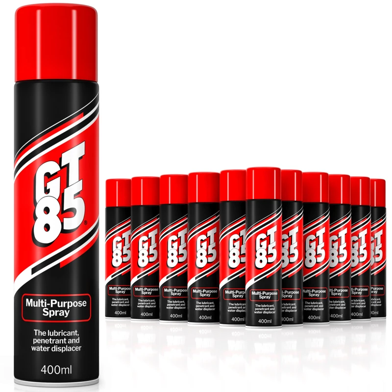 GT85 Multi-Purpose Oil Spray 400ml, Clean, Lube & Protect Metal and Composite Parts, Rust Prevention and Lubricant for Bike Accessories & Tools (Pack of 12)