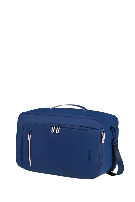 Samsonite American Tourister Puffypop - Ladies Under Seat Hand Luggage (40 x 25 x 20 cm, 21 L, 0.70 kg) - Versatile 3-Way Cabin Bag, Airplane Backpack with 14" Laptop Compartment - Blue (Navy)