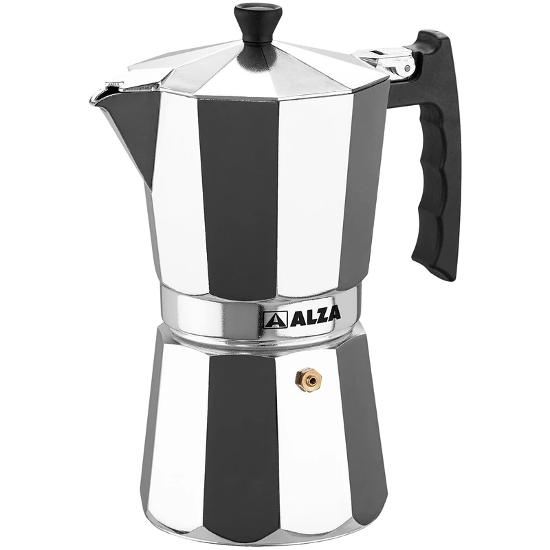 ALZA Kaldi 9-Cup Italian Coffee Maker, Aluminium, Induction, All Types of Cookers, Dishwasher Safe, Fibre Handle, Airtight Closure - Image 1