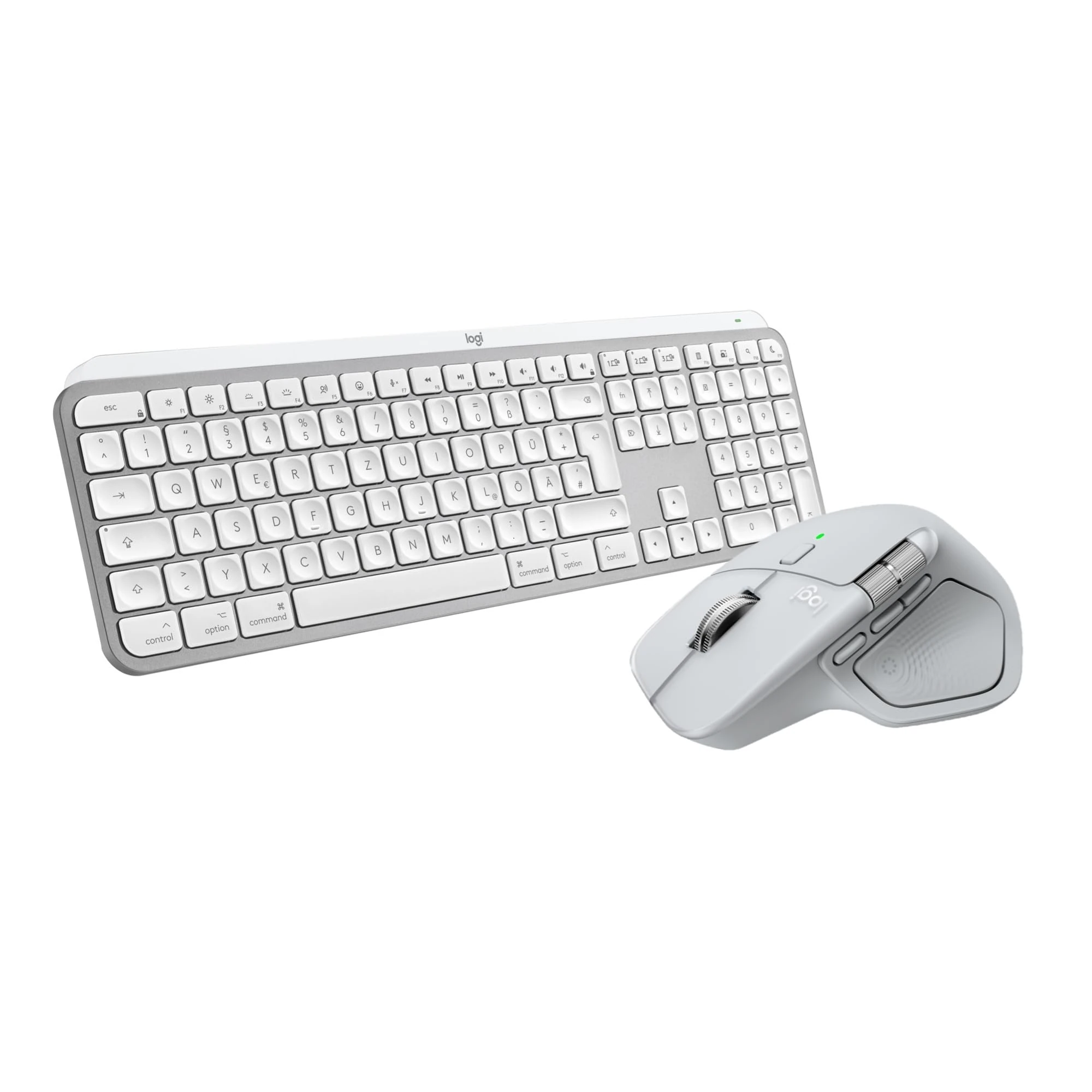 Logitech MX Master 4 for Mac, Ergonomic Bluetooth Mouse with Advanced Performance Haptic Feedback, Ultra-Fast, MacOS, iPadOS, Windows + MX Keys S for Mac, Wireless Keyboard,QWERTY UK - White silver
