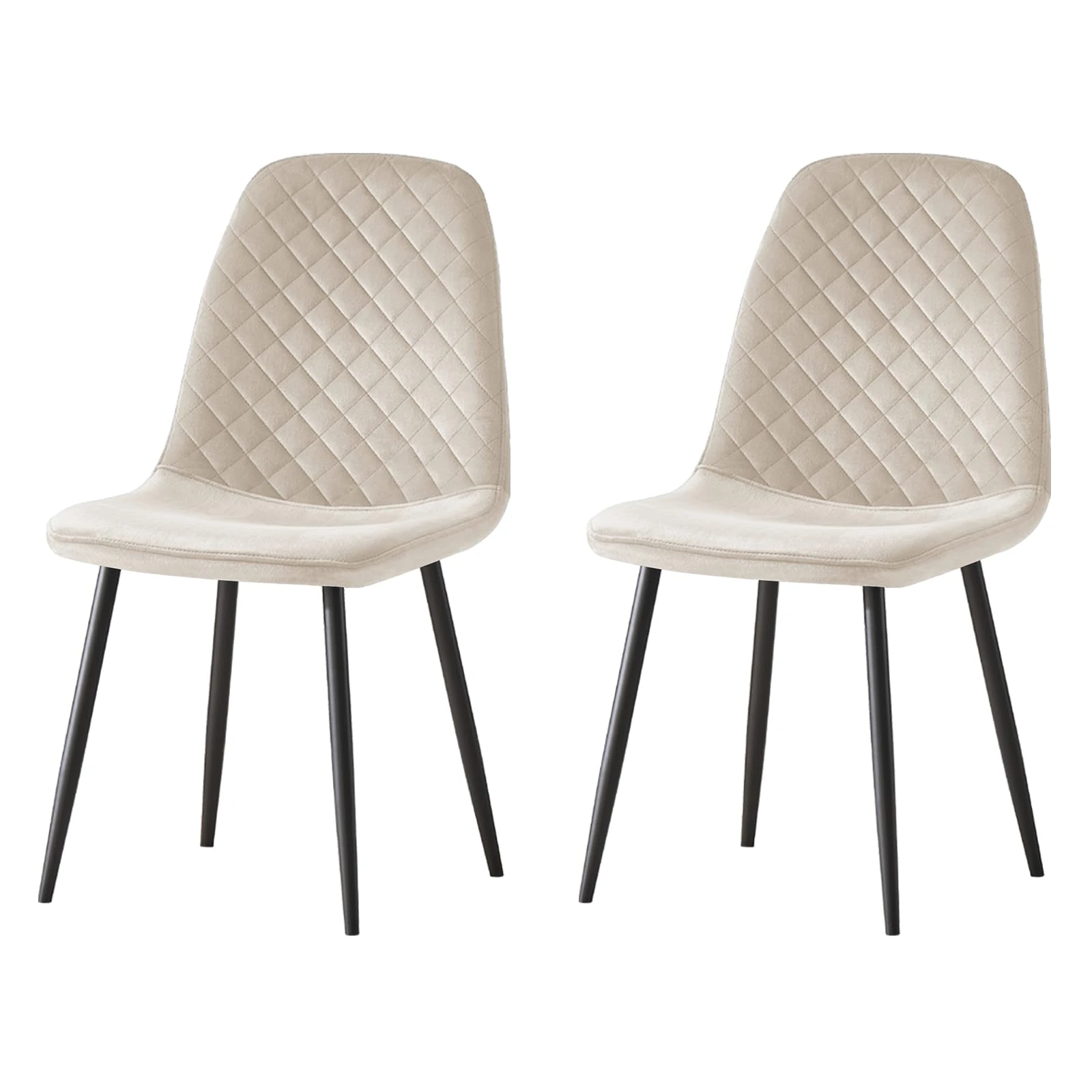 AINPECCA Set of 2 Velvet Dining Chairs Fabric Upholstered seat with Metal Legs Dressing Lounge Home (2, Beige)