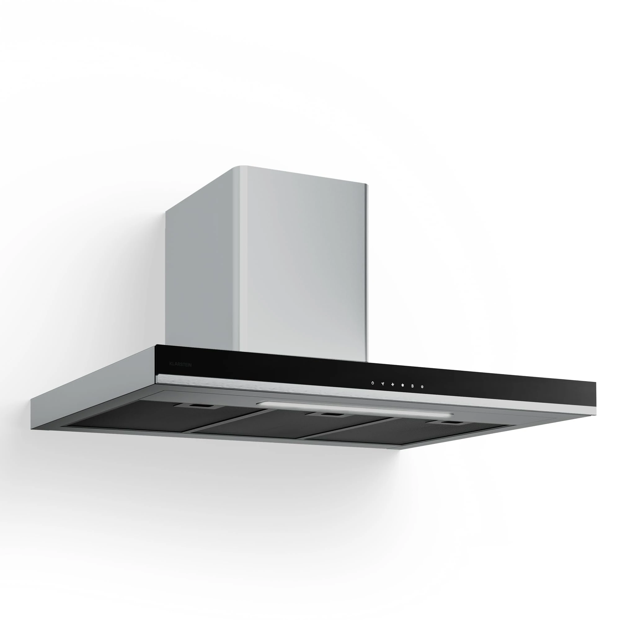 Klarstein Verosteel Extractor Hood 90cm - Touch Control, 881.6 m³/h Airflow, A++ Energy, LED Lighting, Quiet, Stainless Steel, 3+Boost Speeds, Dishwasher-Safe Filters, Recirculating/Ducted