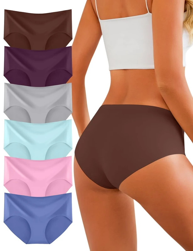 Memouniva Seamless Knickers for Women No Vpl Panties Stretch Breathable Ladies Underwear Full Coverage Briefs 6 Pack
