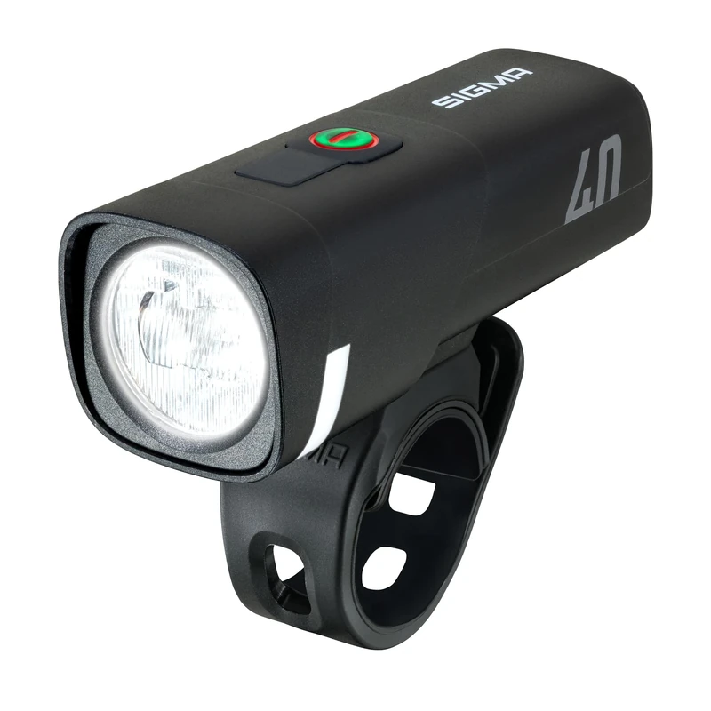 SIGMA Aura 40 LED Bicycle Light with 40 LUX & USB-C | Smart Front Light with 2 Light Modes | Long Battery Life, Black
