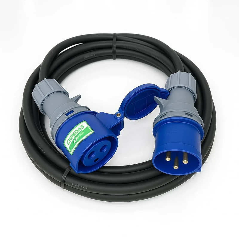 32A 3 Pin Single Phase Extension Lead 10 Metre – 4mm² H07RN-F Heavy Duty Rubber Cable – 230–240V IEC 60309 2P+E Blue – IP44 Splashproof Industrial Grade – PAT Tested