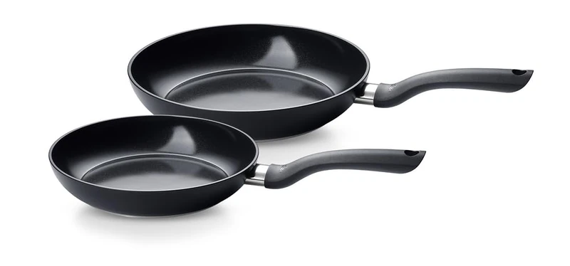 Fissler Essential Black 2-Piece Frying Pan Set 24 + 28 cm - Aluminium Pans Coated, Ceramic, Induction, Made Without PFAS/PTFE - Made in Germany