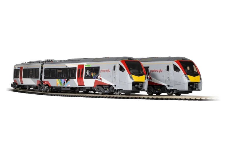 Hornby R30446 Greater Anglia Class 755-4 FLIRT 4 Car Pride Livery Train Pack, Grey/White