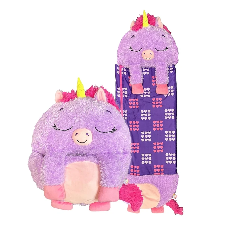 Happy Nappers Kids Sleeping Bag - Purple Unicorn Large Size - Suitable for Children Aged 7 Years and Over - Plush Toy, Comfy Sleeping Bag & Fluffy Pillow All in One