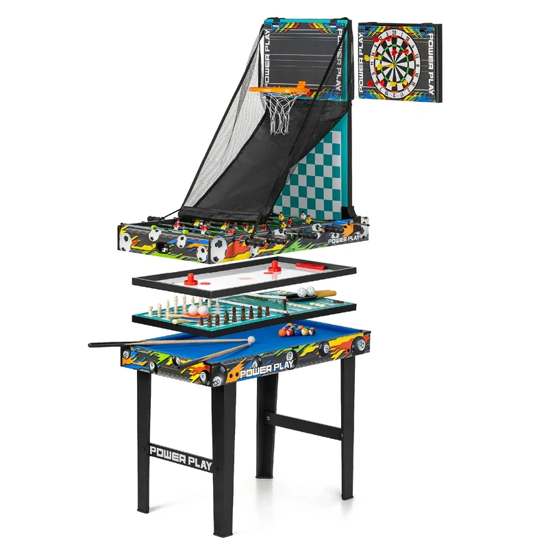 Power Play 10 in 1 Foldable Games Table, Pool, Table Football, Hockey, Table Tennis, Chess & More, 3ft Mini Games Table for Kids & Families, Indoor Game Night & Gifts