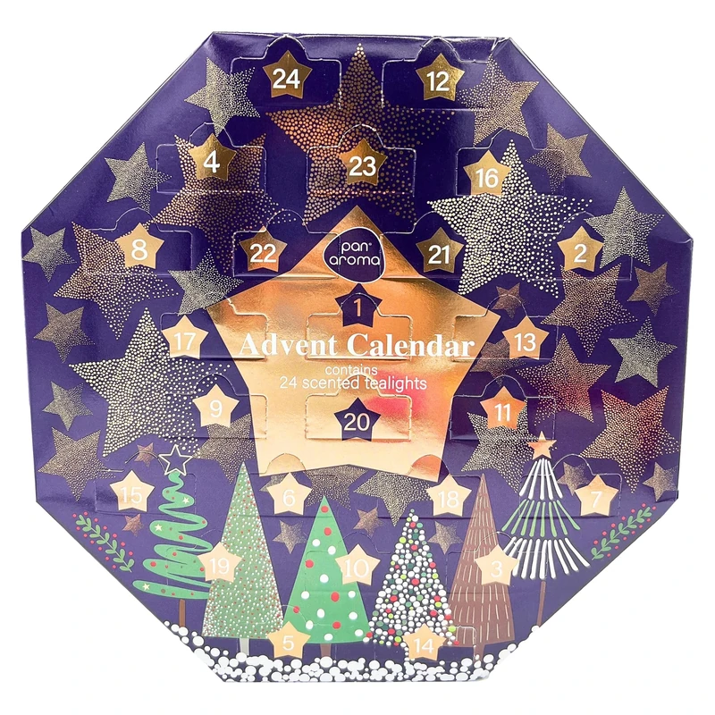 Pan Aroma Tealight Advent Calendar Wreath | Scented Candles Gift Set | 6 Festive Scents with 3 Hours+ Burn Time Each | Christmas Gifts for Women (24 Xmas Scented Tea Lights)
