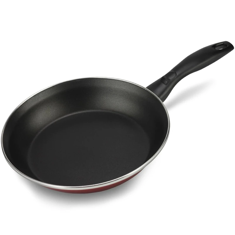 ALZA Akai – Red Frying Pan, 24 cm, Vitrified Steel, Non-Stick Two-Layer, All Types of Cookers Including Induction and Dishwasher, PFOA Free