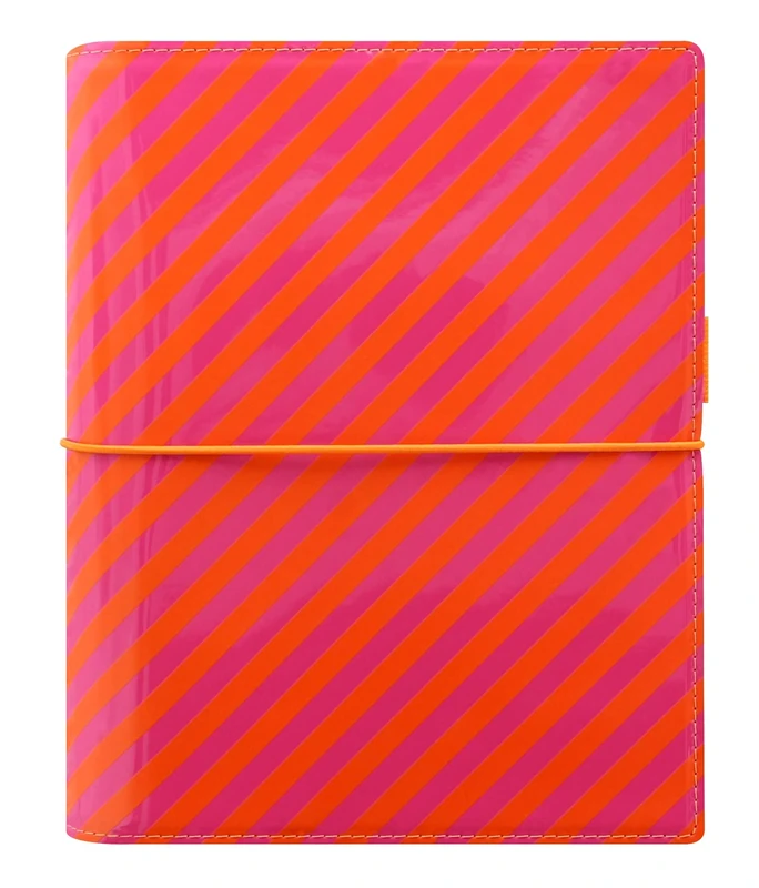 Filofax Domino Patent A5 Organiser - Orange/pink