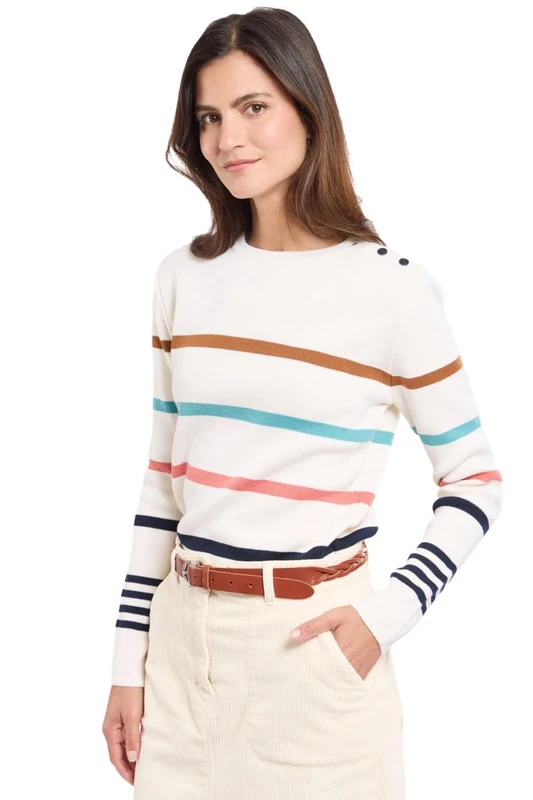 Armor Lux Women's Deauville Sweater, NAT/Seal/Mut/Ash/Cara, S