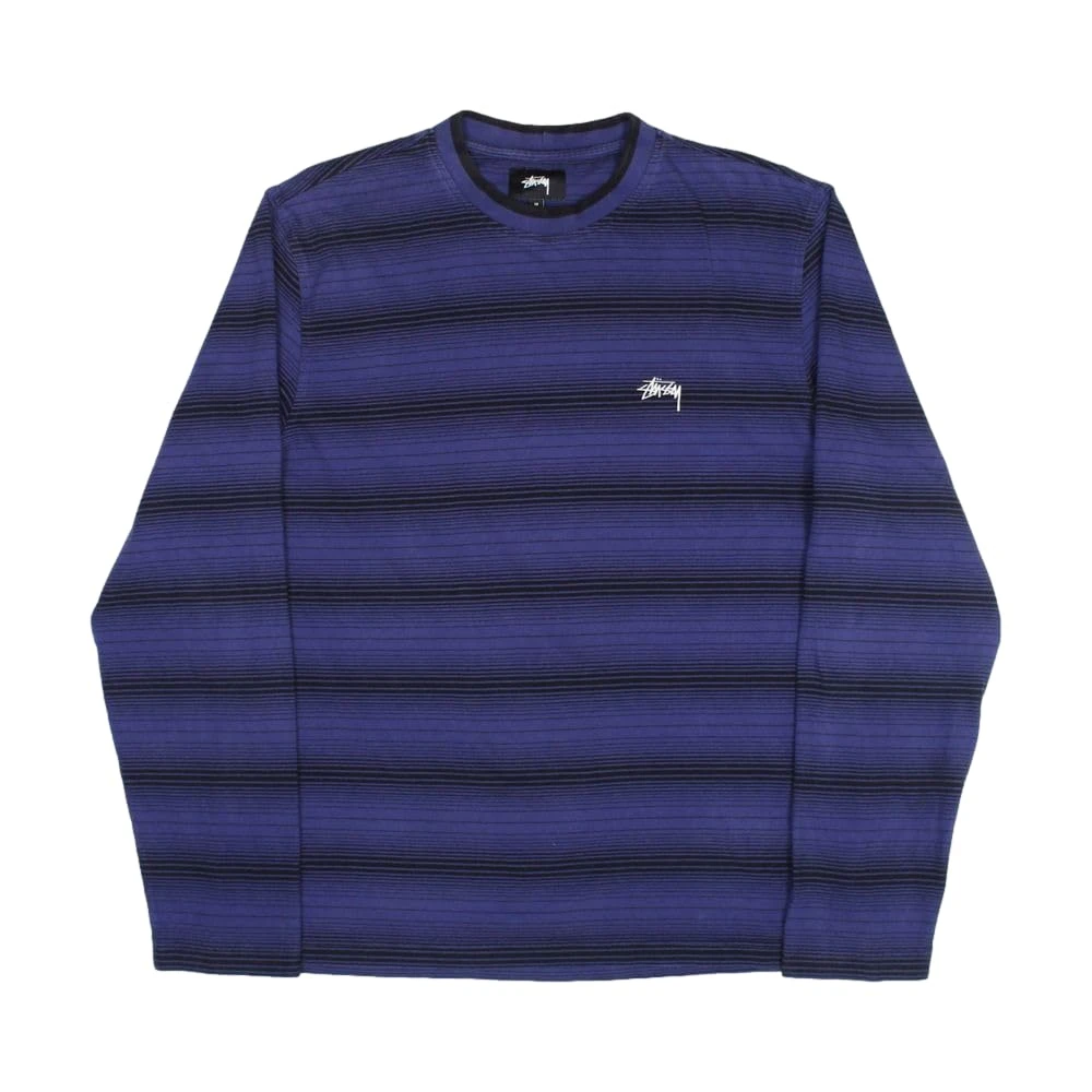 Stussy Pre-Loved Striped Logo Longsleeve Blue