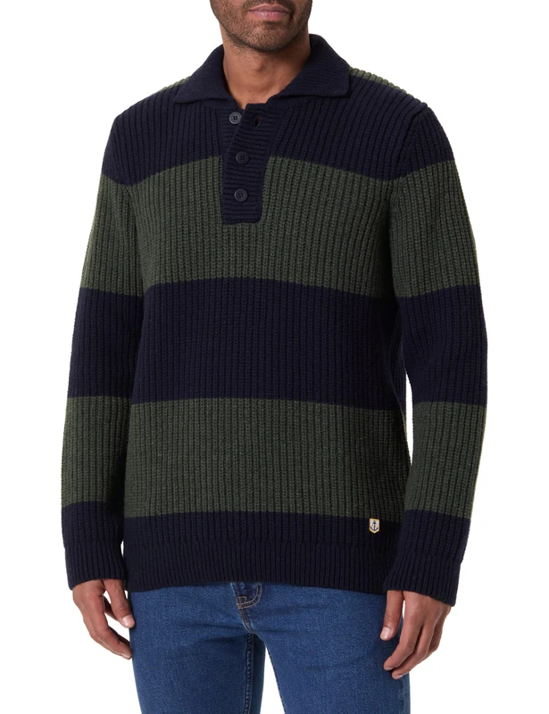 Armor Lux Men's Pull Sweater, Ship/Chimera Heather, S