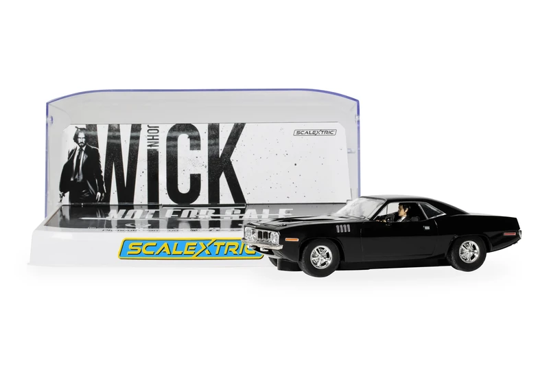 Scalextric Cars - C4595 John Wick Plymouth Barracuda, John Wick Chapter 4 - Toy Slot Car for use with Race Tracks and Set - Gift Ideas for Kids and Adults, Scalextric Accessories
