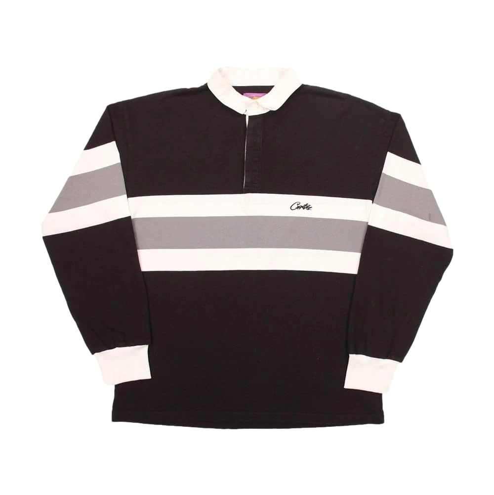Corteiz Pre-Loved Striped L/S Polo Black