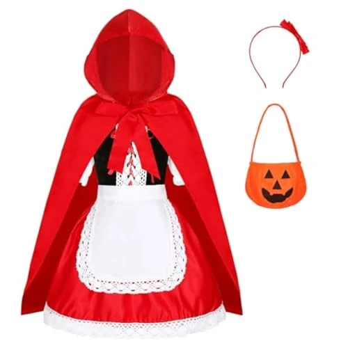 Generisch Gothic Clothing for Women Black Red Riding Hood Costume for Women Halloween Cosplay Performance Dress Cosplay Costumes Lingerie, red, 10-11years