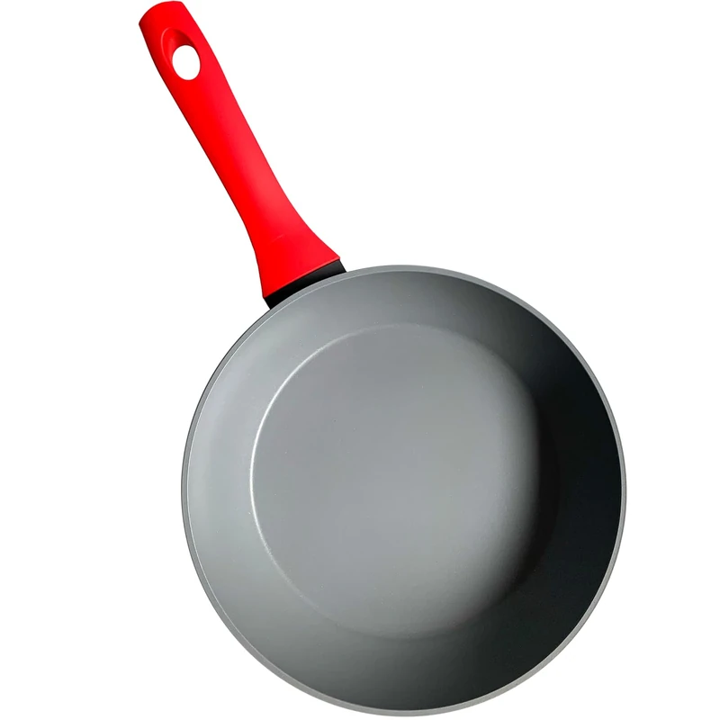 ALZA Cherry – Frying Pan 26 cm, Aluminium, Non-Stick PFOA Free, Ergonomic Red Handle, All Types of Cookers, Induction, Dishwasher Safe