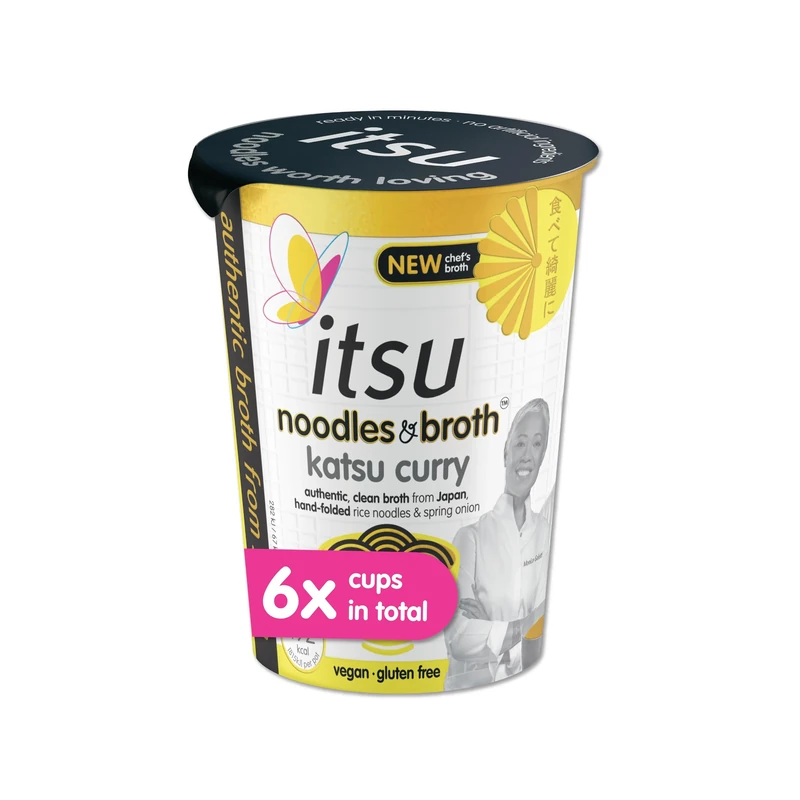 itsu katsu curry instant noodles & broth pot 63g | Instant Noodles Snack Multipack | Quick-to-Make Snack | Gluten free | Vegan | Pack of 6