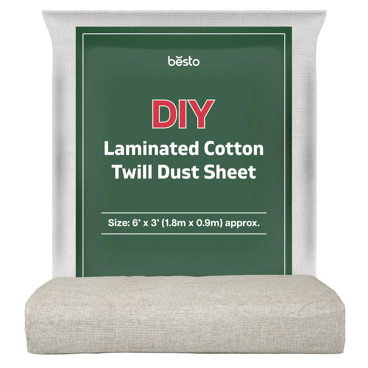 Laminated Cotton Dust Sheet for Decorating Polythene Backed | (6ft X 3ft) Double Protection Painters Sheet Drop Cloth Cover for Covering Furniture, Walls & Stairs While Renovating