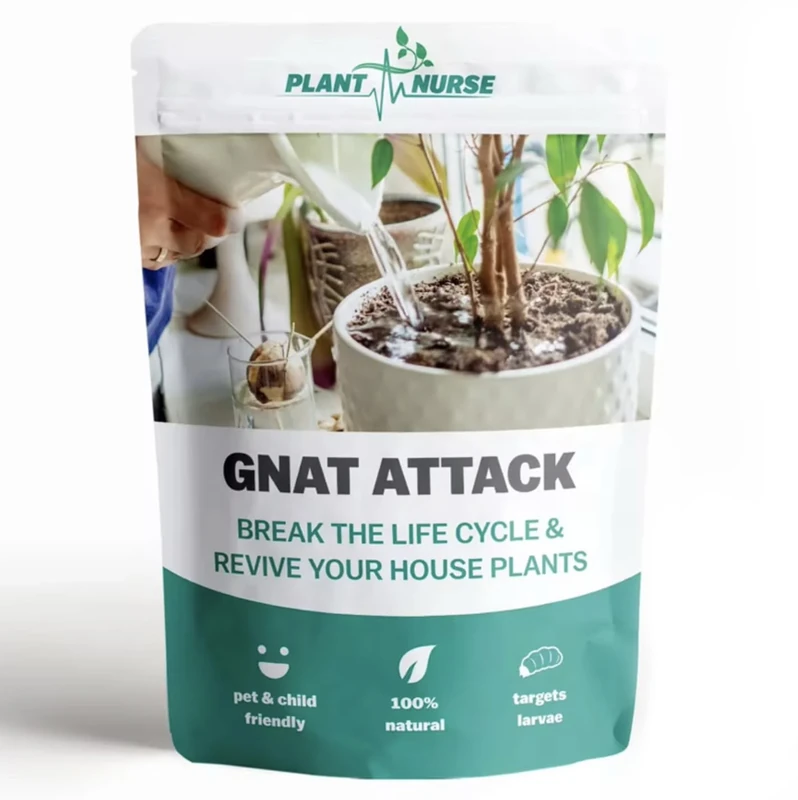 Gnat Attack, Anti Fungus Gnat treatment for houseplant, Black Flies, and Mosquito Larvae, 100g measuring spoon included