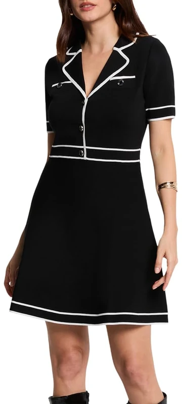 Morgan Women's 261-rmedin Dress, Black/Ivory, L - Image 1