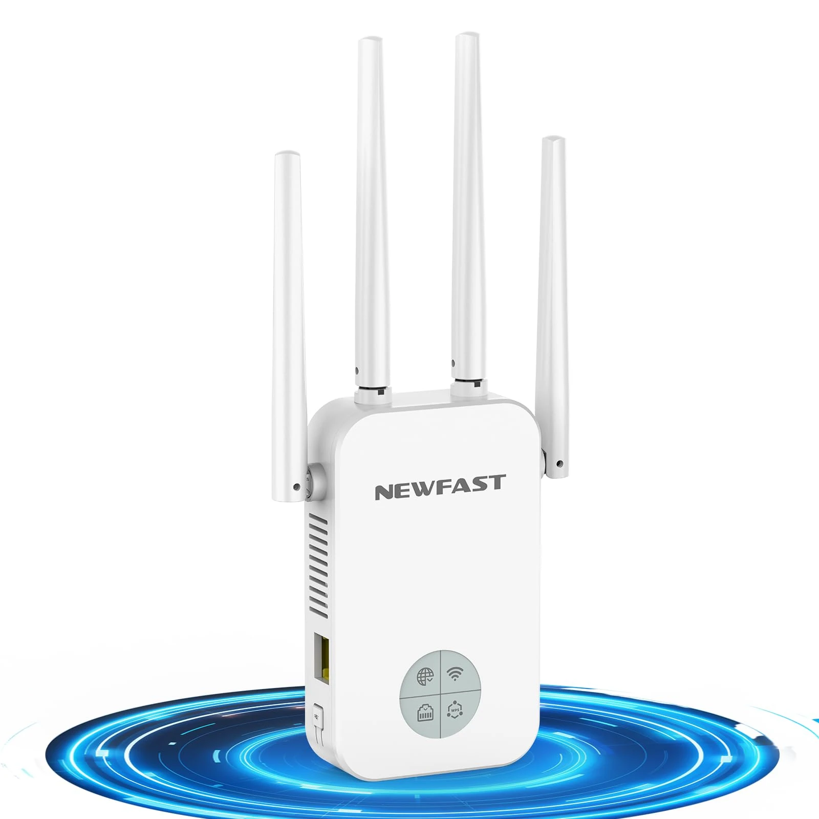 NEWFAST 1200Mbps WiFi Extender Booster, WiFi Booster 5G & 2.4G Wi-Fi Range Extender Support Repeater/AP/Router Modes, Wi-Fi Repeater for Home with 4*Antennas, UK Plug
