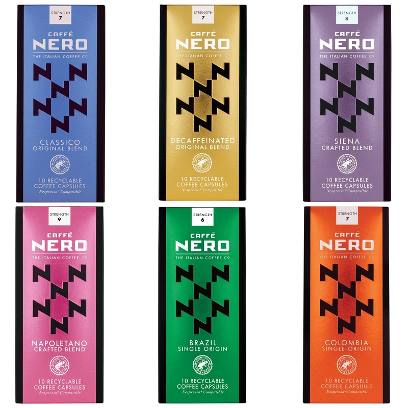 Caffè Nero - Discovery Box - Nespresso Compatible Capsules - Gift Set (Pack of 12, 120 Coffee Pods in Total)