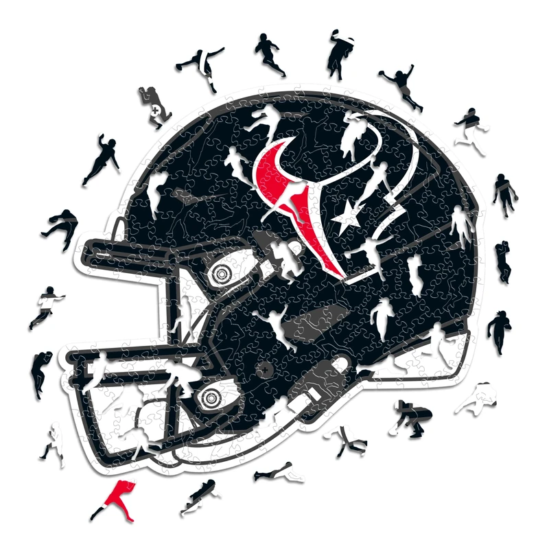 Iconic Puzzles - Houston Texans Helmet, Wooden Puzzle officially licensed NFL, 100% sustainable, Gift for Adults and Children, size L, 500 Pcs