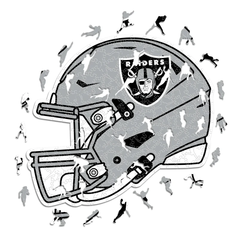 Iconic Puzzles - Las Vegas Raiders Helmet, Wooden Puzzle officially licensed NFL, 100% sustainable, Gift for Adults and Children, size M, 270 Pcs