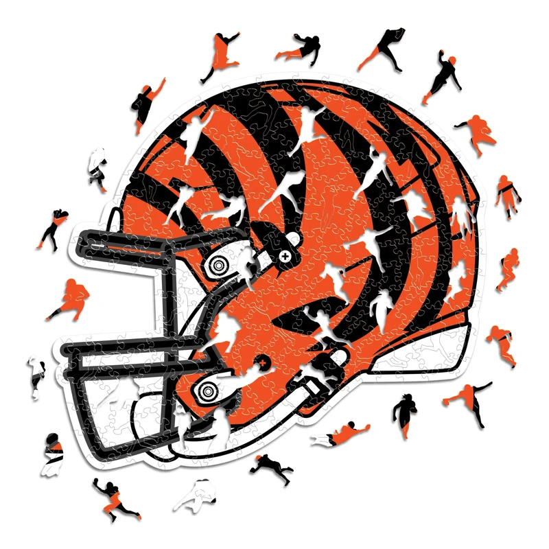 Iconic Puzzles - Cincinnati Bengals Helmet, Wooden Puzzle officially licensed NFL, 100% sustainable, Gift for Adults and Children, size L, 500 Pcs - Image 1