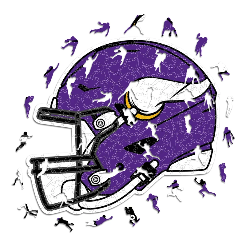 Iconic Puzzles - Minnesota Vikings Helmet, Wooden Puzzle officially licensed NFL, 100% sustainable, Gift for Adults and Children, size M, 270 Pcs