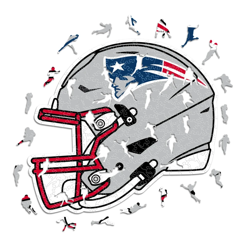 Iconic Puzzles - New England Patriots Helmet, Wooden Puzzle officially licensed NFL, 100% sustainable, Gift for Adults and Children, size L, 500 Pcs