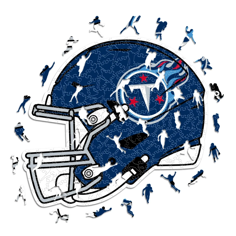 Iconic Puzzles - Tennessee Titans Helmet, Wooden Puzzle officially licensed NFL, 100% sustainable, Gift for Adults and Children, size M, 270 Pcs