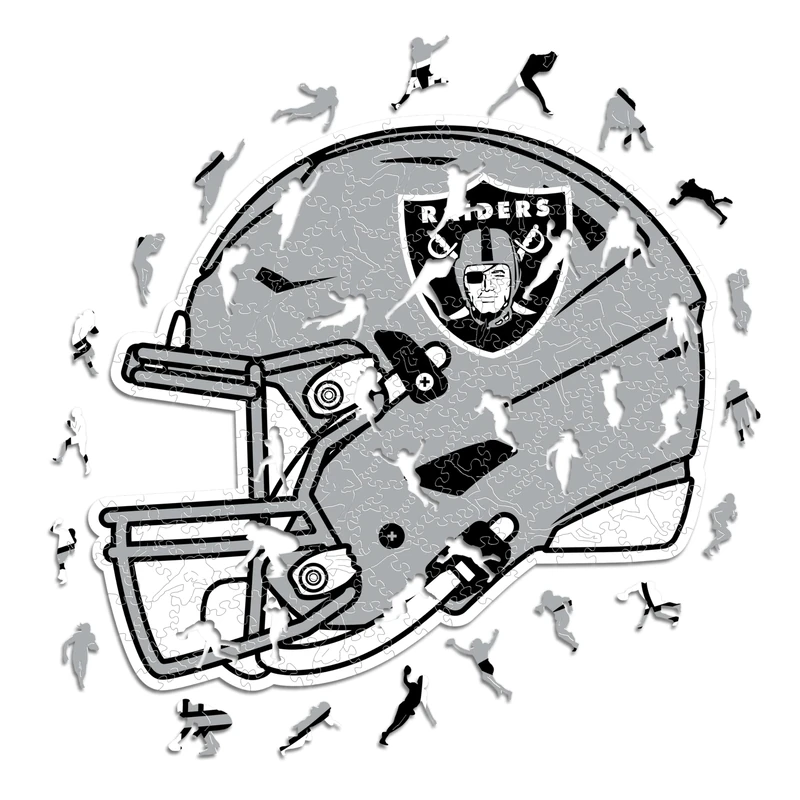 Iconic Puzzles - Las Vegas Raiders Helmet, Wooden Puzzle officially licensed NFL, 100% sustainable, Gift for Adults and Children, size L, 500 Pcs