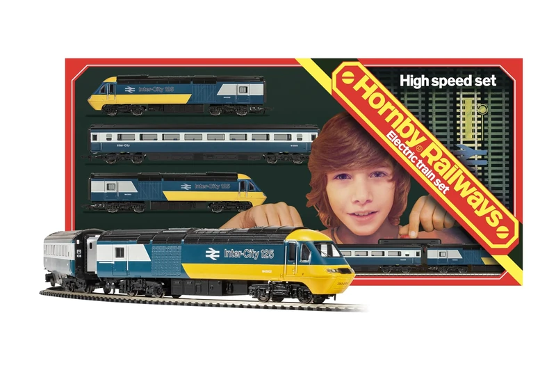 Hornby Train Set - R1289M BR High Speed Retro Analogue Set OO Gauge Locomotives Model Railway Sets, Starter Electric Train Kits - Diesel Engine Building Kits, Blue