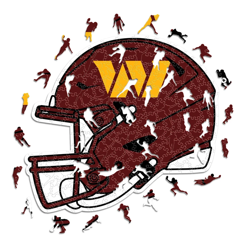 Iconic Puzzles - Washington Commanders Helmet, Wooden Puzzle officially licensed NFL, 100% sustainable, Gift for Adults and Children, size L, 500 Pcs