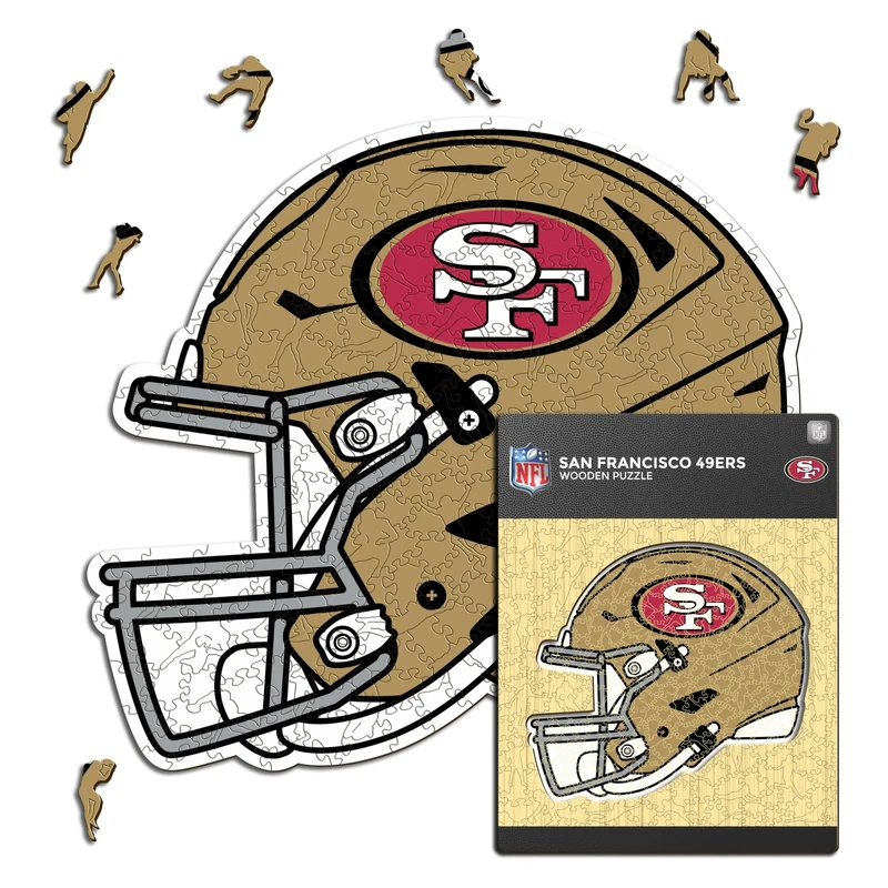 Iconic Puzzles - San Francisco 49ers Helmet, Wooden Puzzle officially licensed NFL, 100% sustainable, Gift for Adults and Children, size M, 270 Pcs