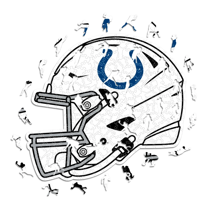 Iconic Puzzles - Indianapolis Colts Helmet, Wooden Puzzle officially licensed NFL, 100% sustainable, Gift for Adults and Children, size M, 270 Pcs