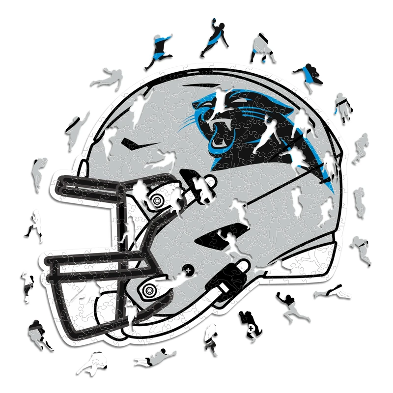 Iconic Puzzles - Carolina Panthers Helmet, Wooden Puzzle officially licensed NFL, 100% sustainable, Gift for Adults and Children, size M, 270 Pcs