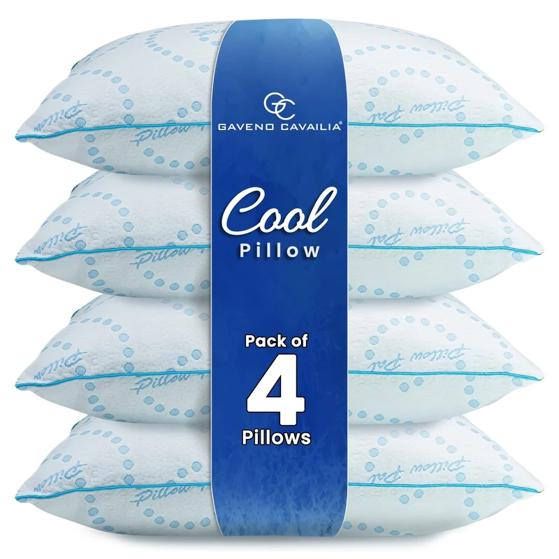 GC GAVENO CAVAILIA 4 Pack Orthopaedic Memory Foam Pillows - Firm Neck, Shoulder & Back Support Pillow 45x70 cm - Anti-Allergy, Hotel Quality Comfort - Ideal for Side, Back & Stomach Sleepers - White