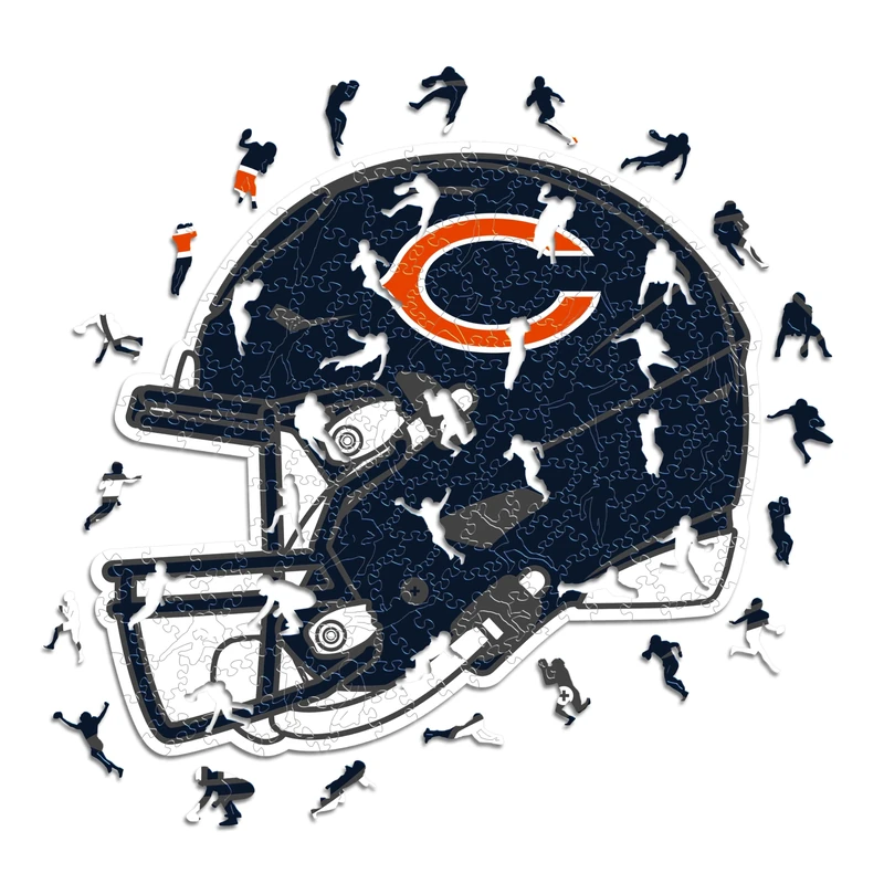 Iconic Puzzles - Chicago Bears Helmet, Wooden Puzzle officially licensed NFL, 100% sustainable, Gift for Adults and Children, size L, 500 Pcs